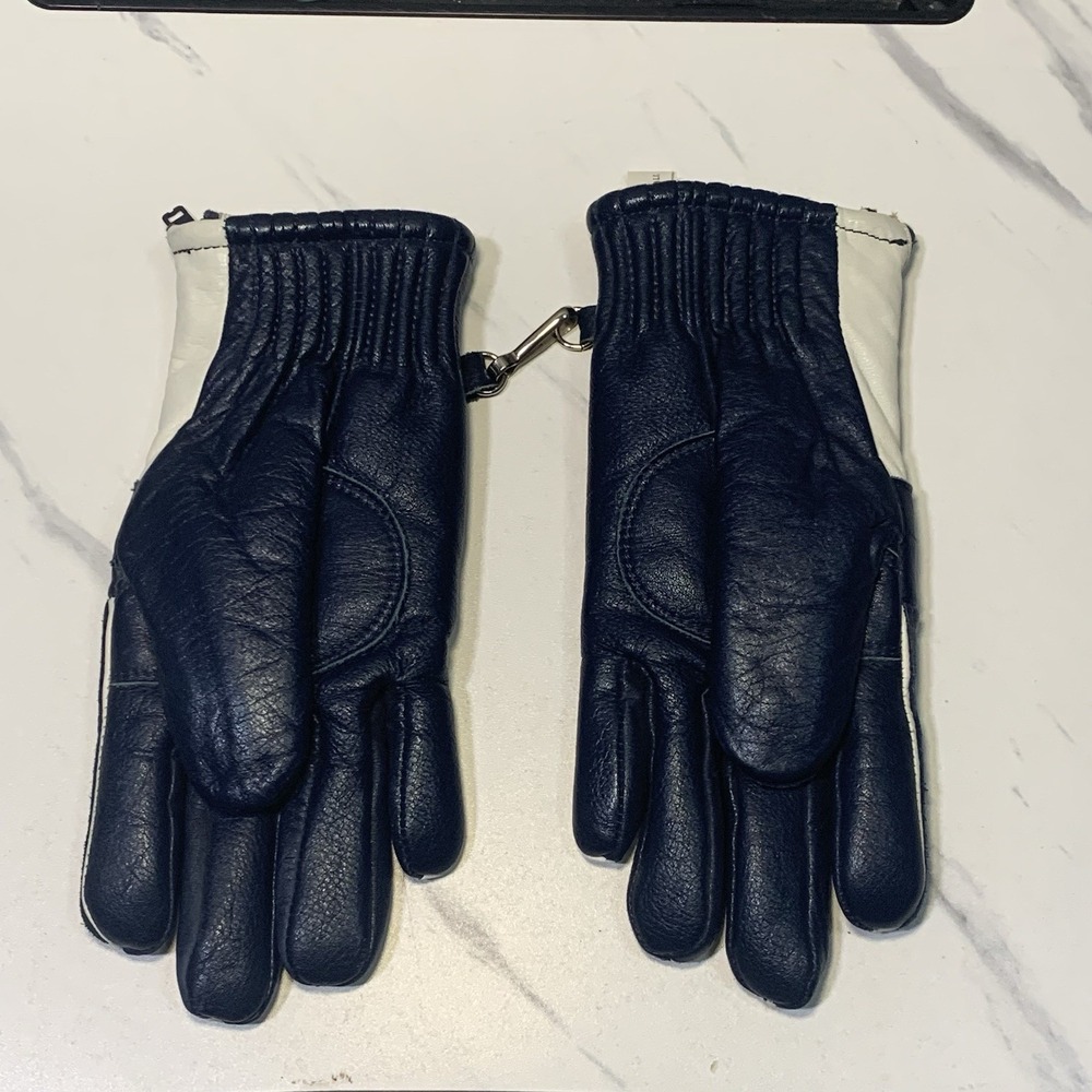 Vintage Aris Soft Blue/white Leather Ski Gloves Ladies Size Small !
